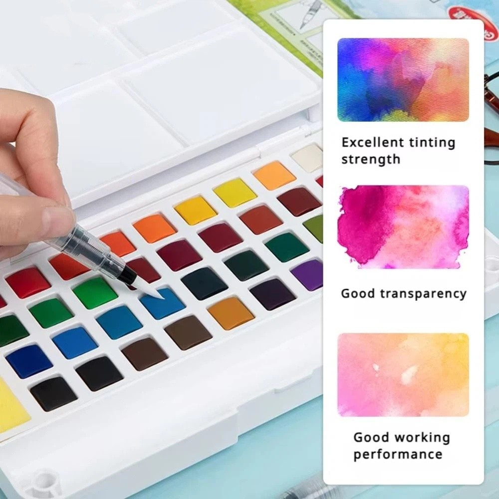 Watercolor Paint Set Solid Pigment - Набор акварельных красок, 12/18/24/36 цветов, портативный,