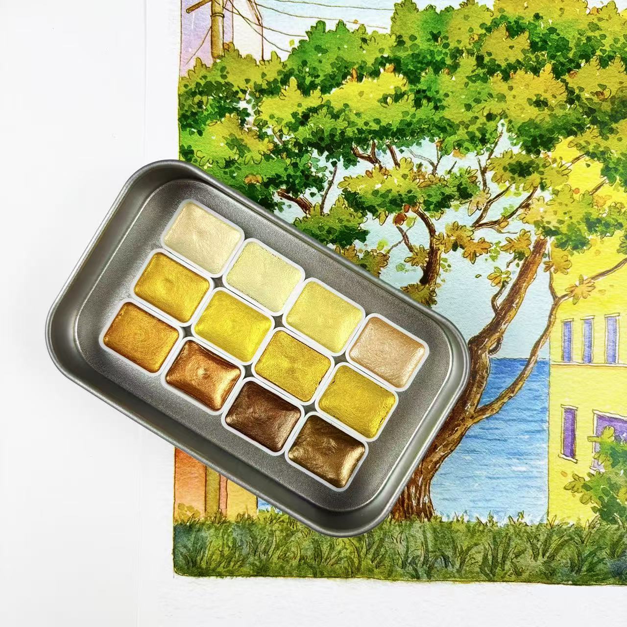 Watercolor Paint Set Solid Pigment - Полный набор профессиональных акварельных пигментов с