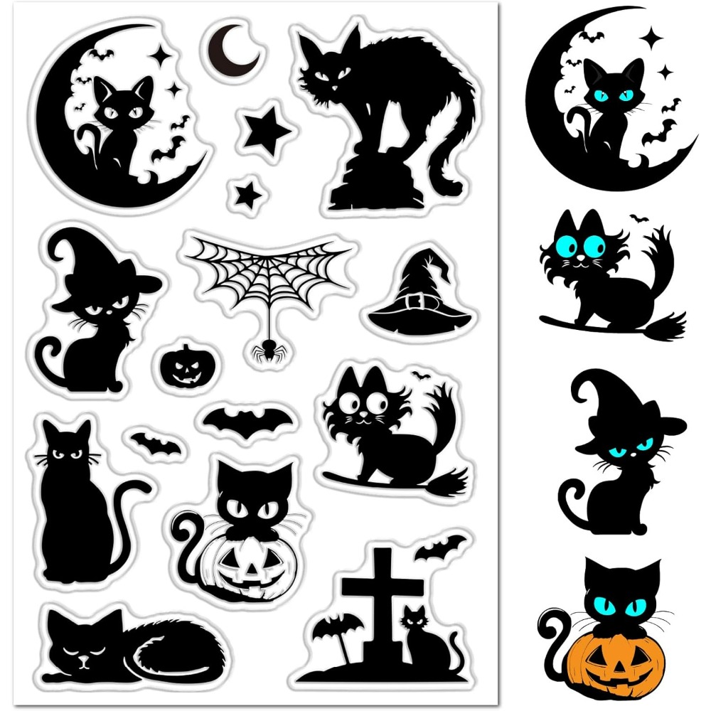 Хэллоуин Черные кошки Прозрачн – обзор и цена Clear Silicone Stamps For Card Making