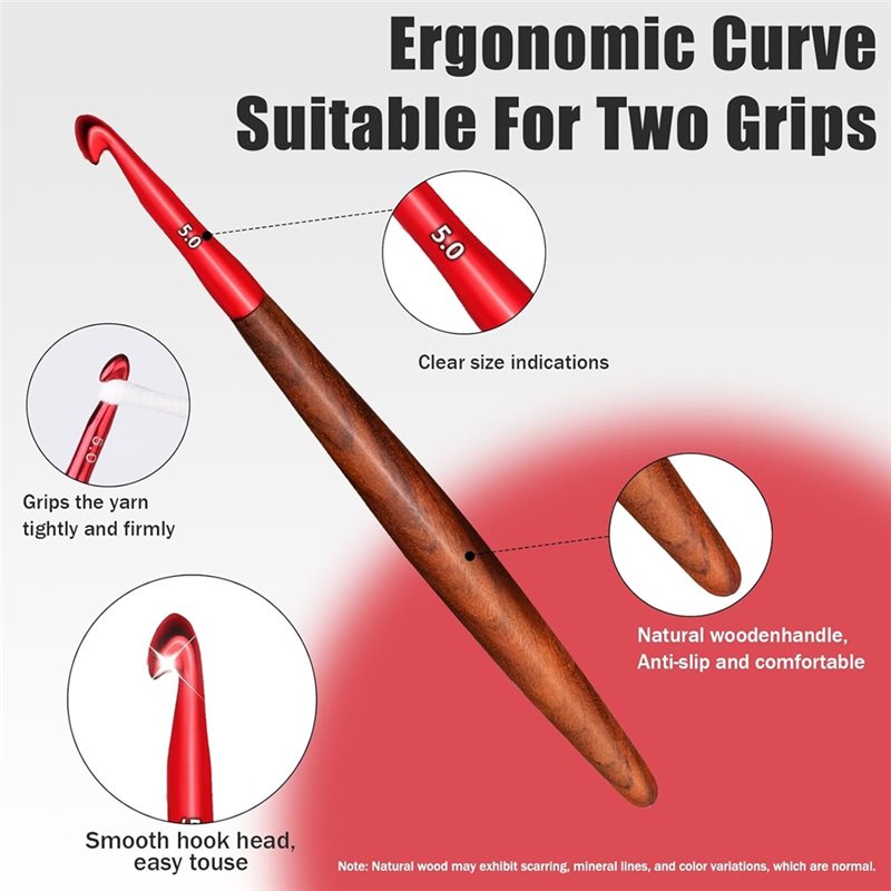 【ПОСЛЕДНИЙ ШАНС】Набор эргономи – обзор и цена Wooden Crochet Hooks Ergonomic Handle